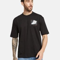 Octave Black Cotton Regular Fit Printed T-Shirt-image-69