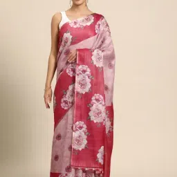 Silk Land Pink Floral Print Saree With Blouse-picture-30