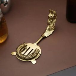 Troveas Gold Aluminium Saddle Sieve Cocktail Strainer-image-31