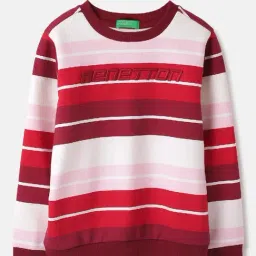 United Colors of Benetton Kids Red Cotton Striped Sweatshirts-picture-33