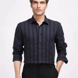 Rare Rabbit Black Regular Fit Stripes Shirt-image-25