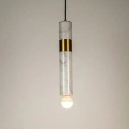 Whispering Homes Trapezoid Marble Hanging Light - White & Gold-image-7