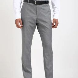 TOMMY HILFIGER Grey Regular Fit Solid Trousers-image-78