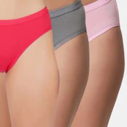 Bleeding Heart Grey & Pink Plain Panties - Pack Of 3-image-29