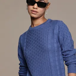 Roadster Women Self Design Pullover-image-99