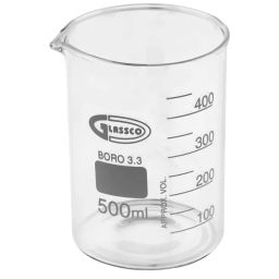 Glassco GC-229.202.08A Scientific Glass Beaker Low Form with Pouring Spout 500 ml (Pack of 8 Pcs)-37