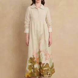 RAREISM Off White Cotton Printed Long Sleeves Dress-picture-5