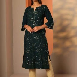 Libas Green Straight Fit Embroidered Kurta-picture-28