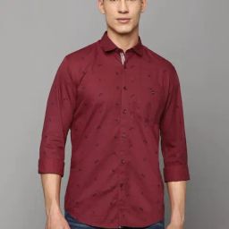 Louis Philippe Maroon Cotton Slim Fit Printed Shirt-picture-28