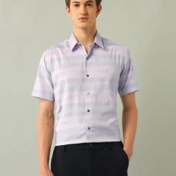 Arrow New York Purple Cotton Slim Fit Printed Shirt-image-30