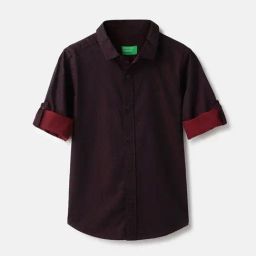 United Colors of Benetton Boys Wine Cotton Printed Full Sleeves Shirts-image-23