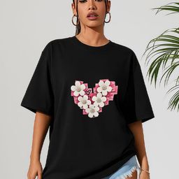 GRACE & JACK Floral Printed Embellished Round Neck Cotton Oversized T-shirt-image-66