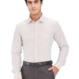 Park Avenue Beige Slim Fit Striped Shirt-picture-20