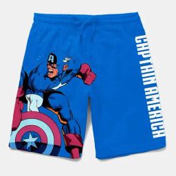 Bonkids Boys Blue Printed Captain America Cotton Shorts-image-2