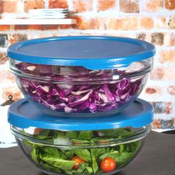 Pasabahce Transparent Glass Round Container With Lid (1.1 L) - Set of 2 image 2