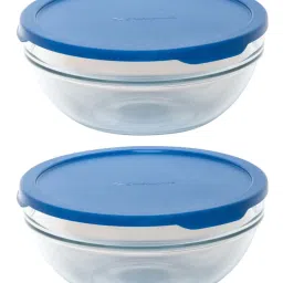 Pasabahce Transparent Glass Round Container With Lid (1.1 L) - Set of 2 image 3