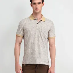Arrow Sport Beige Cotton Regular Fit Printed Polo T-Shirt-picture-20