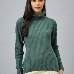 CLUB YORK Green Acrylic Solid Full Sleeves Sweater-image-28