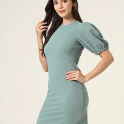 Style Quotient Women Green Knee Length Dress-75
