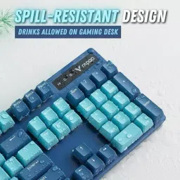 Rapoo V500 Cyan Blue Color Backlit Mechanical Gaming Keyboard image 3