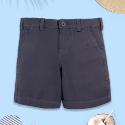 Kiddopanti Boys Grey Cotton Solid Shorts-image-52
