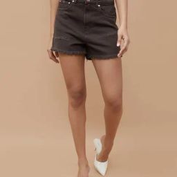 Ginger By Lifestyle Brown Cotton Regular Fit Distressed Shorts-image-18