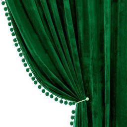 STITCHNEST Green Velvet Door Curtain With Tieback & Eyelets - 8 Ft - Set of 2-image-85