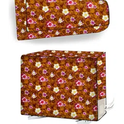 The Furnishing Tree 1 Ton Split AC Cover for Indoor and Outdoor Units Floral Pattern Orange-image-89