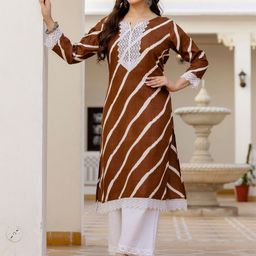 SURHI Women Leheriya Yoke Design Kurta-53