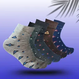 MJE 5-Pcs Patterned Cotton Ankle Length Socks-image-86