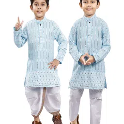 BAESD BoysSelection Of 2 Floral Embroidered Regular Thread Work Kurta with Dhoti Pants-5