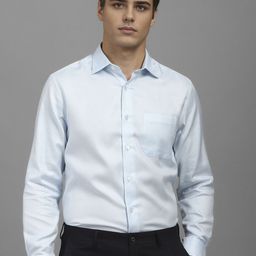 Louis Philippe Men Classic Fit Spread Collar Textured Cotton Formal Shirt-image-52