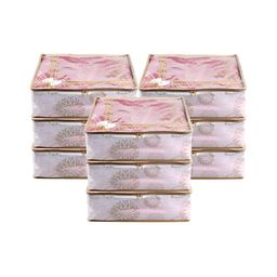 Aura White & Pink 9 Pieces Reusable Wardrobe Organisers-0