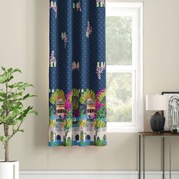 SEJ by Nisha Gupta Single Abstract Eyelet Window Curtain - Blue-image-37