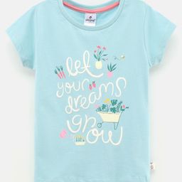 Ollypop Half Sleeves Cotton Quote Print - Blue-image-63