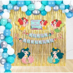 Untumble Mermaid Theme Birthday Decoration Golden Foil Kit Multicolor - Pack of 108-image-27