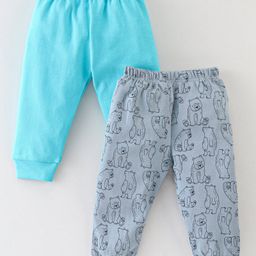 Ben Benny Cotton Interlock Knit Full Length Lounge Pant Solid Color & Bear Print Pack of 2 - Blue & Grey-image-21
