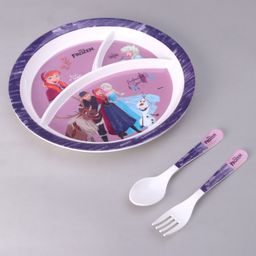 Servewell 3 Partition Plate with Spoon and Fork Frozen Theme-  multicolour-image-91