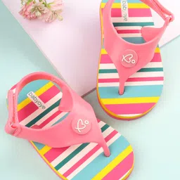 Babyoye Striped Velcro Closure Flip Flops - Multicolour-picture-15