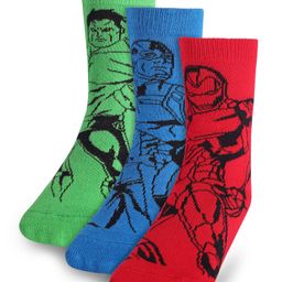 Pine Kids Marvel Knit Anti-Bacterial Ankle Length Socks Avengers Graphics Pack of 3 - Multicolour-image-18