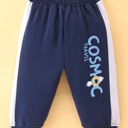 Tango Looper Knit Full Length Lounge Pant with White Stripes & Rocket Graphic - Blue-picture-2