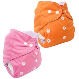 Sparkle Joy Free Size Reusable Cloth Diaper Without Insert Pack Of 2 - Pink & Orange-5