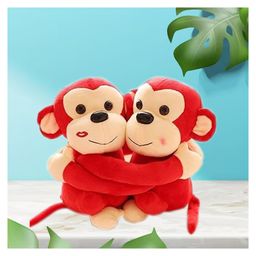 Besties Monkey's Cuddly Couple Plush Soft Toy Red- Length 32 cm-19