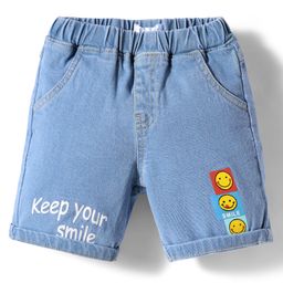 Mark & Mia Denim Knee Length Shorts With Smiley Print - Light Blue-image-14