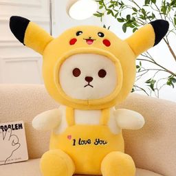 CuddleNest Cute Teddy Bear with Cap - 'I Love You' Plush Toy Yellow - Height 30 cm-image-98