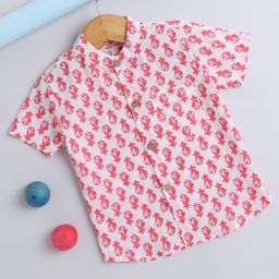 The Magic Wand Half Sleeves Floral Printed Shirt - Coral-image-68