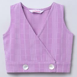 Taffykids Sleeveless Checked Wrap Style Crop Top - Purple-image-35