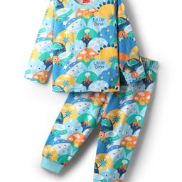 Babyhug Cotton Knit Full Sleeves Co-Ord Night Suit With Dino Print - Multicolor-picture-45