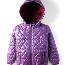 Primo Gino Woven Full Sleeve Solids Puffer Heart Quilted Jacket with Hoodie- Purple-picture-49