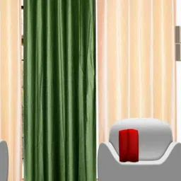 BELLA TRUE Green & Peach 3 Pieces Black Out Door Curtains-image-77